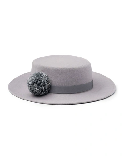 Eugenia Kim Brigitte Wool Felt Boater Hat, Gray In Light Gray