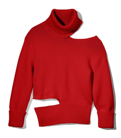 Monse Red Cut-out Turtleneck Sweater