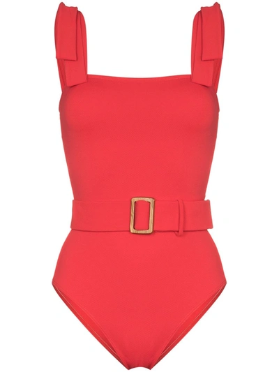 Alexandra Miro Audrey Ribbon Strap One Piece Swimsuit In Red