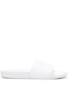 Apl Athletic Propulsion Labs Big Logo Techloom Knit Sport Slide In Metallic Pearl,white