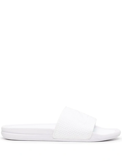 Apl Athletic Propulsion Labs Big Logo Techloom Knit Sport Slide In Metallic Pearl,white