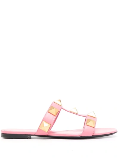 Valentino Women's Roman Stud Slide Sandals In Flamingo Pink