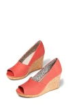 Toms Michelle Cork Wedge Sandals Women's Shoes In Red Cotton
