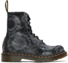 Dr. Martens' Black Suede Tie-dye 1460 Pascal Boots In Black/charcoal Suede