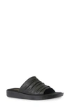 Munro Kala Slide Sandal In Black Tumbled Leather