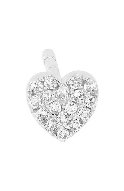 Ef Collection Baby Diamond Heart Stud Earring In White Gold/ Diamond