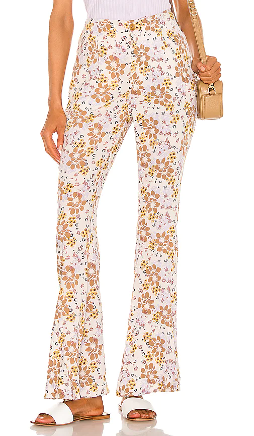 Free People Can T Take My Eyes Off Of You Floral Flare Pants In Tea Combo Modesens