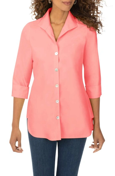 Foxcroft Pandora Non-iron Cotton Shirt In Coral Spice