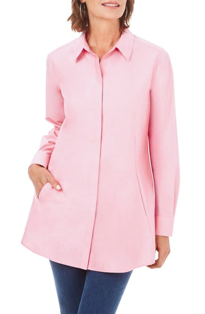 Foxcroft Cici Non-iron Tunic Blouse In Pink Paradise