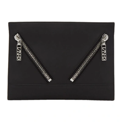 Kenzo Kalifornia Gommato Leather Clutch In Black