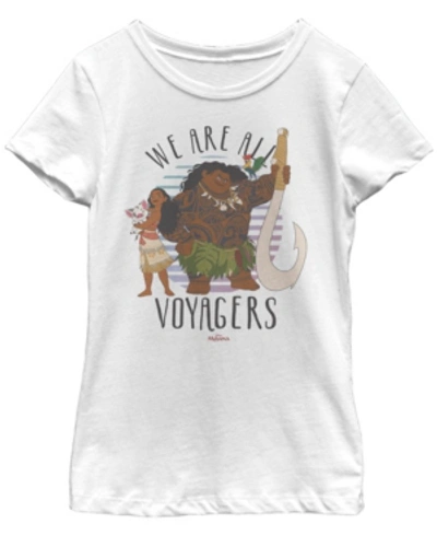 Fifth Sun Kids' Big Girls Moana We Are All Voyagers Short Sleeve T-shirt In White
