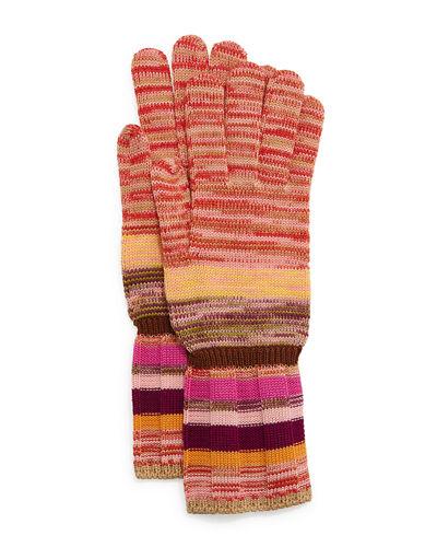 Missoni Striped Space-dye Knit Gloves In Multi Pink | ModeSens