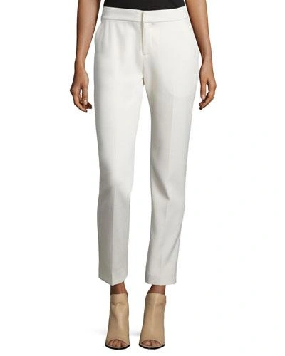 Foundrae Slim Wool Ankle Pants In Cream