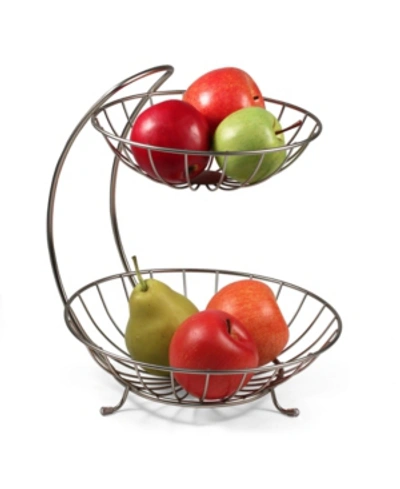 Spectrum Diversified Yumi 2-tier Server Sturdy Steel Stacked Fruit Bowls In Slate