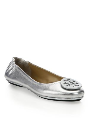 tory burch silver minnie flats