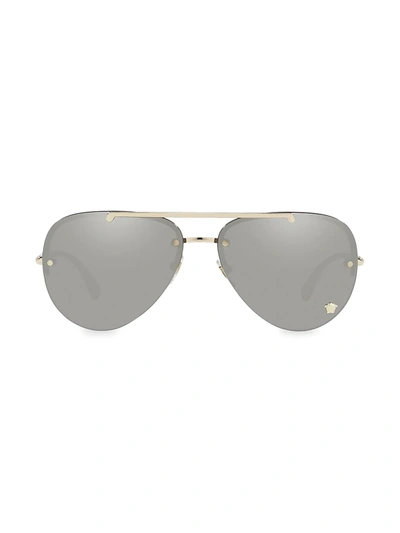 Versace Brow Bar Rimless Aviator Sunglasses, 60mm In Havna Gold