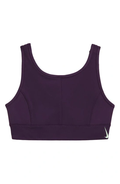 Nike Swoosh Luxe Big Kids' Longline Sports Bra In Grand Purple/ Vapor Green