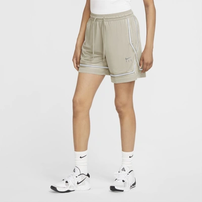 Nike Dri-fit Swoosh Fly Women's Basketball Shorts In Light Bone,metallic Silver