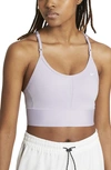 Nike Dri-fit Indy Women's Light-support Padded Longline Sports Bra In Infinite Lilac/ White