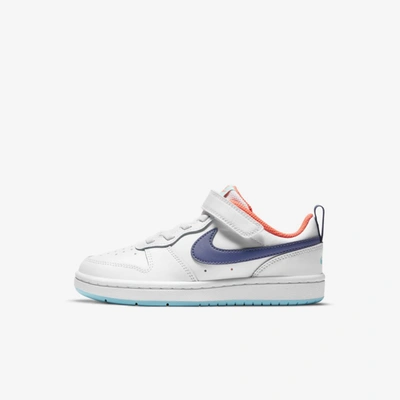 Nike Court Borough Low 2 Little Kids' Shoes In White,copa,bright Mango,dark Purple Dust