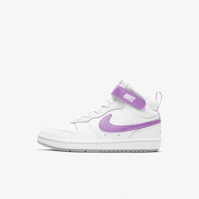 Nike Court Borough Mid 2 Little Kids' Shoes In White,light Smoke Grey,fuchsia Glow