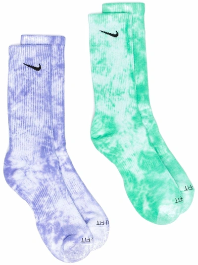 Nike Everyday Plus Tie Dye-print Socks In Green/purple/multi