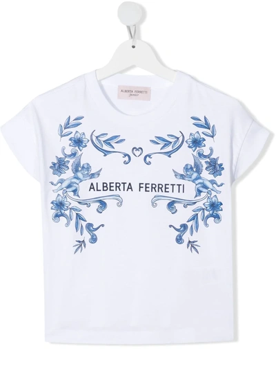 Alberta Ferretti Printed Cotton Jersey T-shirt In White