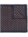 Gucci Jacquard Monogram Scarf In Navy-gold