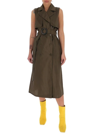 Max Mara Bora Dress In Silk Shantung In Green