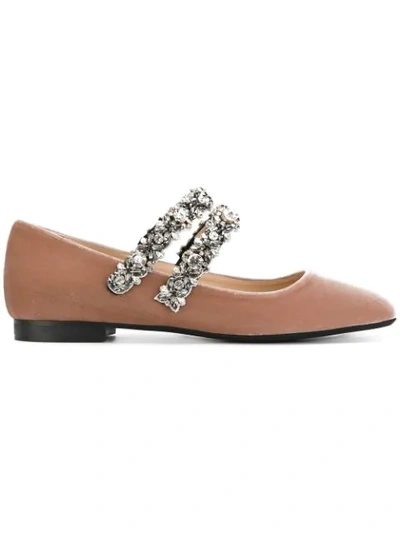 N°21 Crystal-embellished Velvet Ballet Flats In Rosa