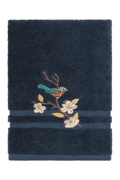 Linum Home Spring Time Embellished Hand Towel In Midnight Blue