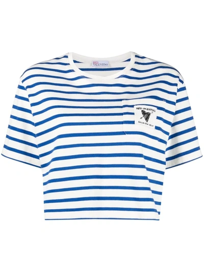 Red Valentino Follow Your Heart Striped T-shirt In White