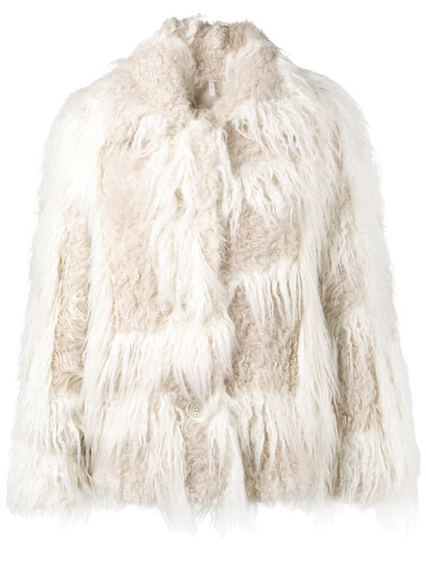 Helmut Lang Faux Fur Cropped Coat | ModeSens