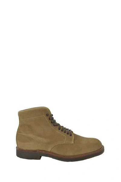 Alden Shoe Company Alden Plain Toe Commando Sole Boot In Tan Suede