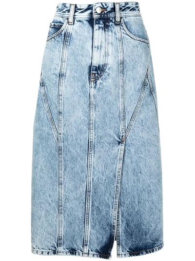 Iro Aypril Acid Wash Denim Pencil Skirt In Snow Blue