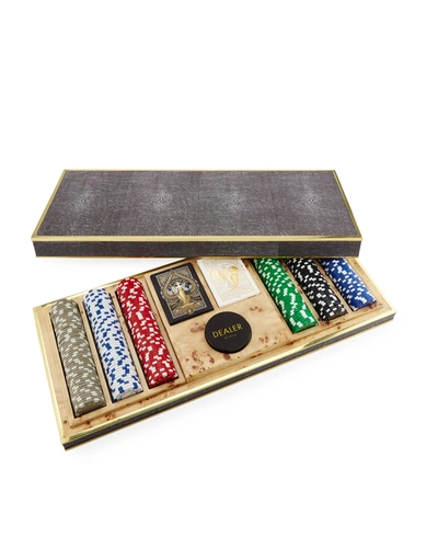 Aerin Shagreen Poker Set In Cream