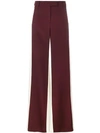 Valentino Wide-leg Low-waist Stripe Tailored Trousers In Burgundy