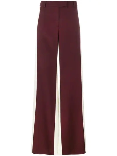 Valentino Wide-leg Low-waist Stripe Tailored Trousers In Burgundy
