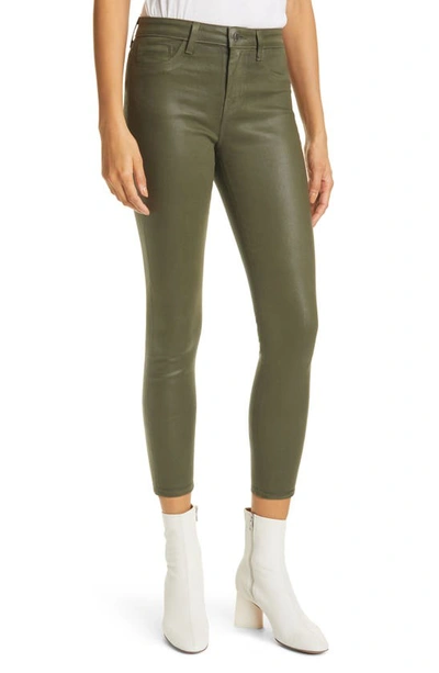 L Agence Margot Coated Crop Skinny Jeans In Hunter Coa