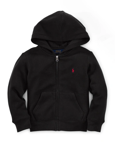 Ralph Lauren Kids' Boy's Knitted Fleece Hoodie In Black