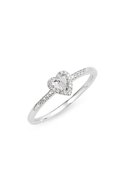 Meira T 14k White Gold Diamond Baguette Heart Ring