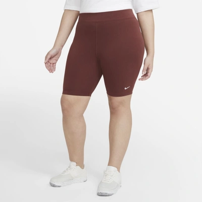 Nike Sportswear Plus Size Women's Essential Mid-rise Bike Shorts In Dark Pony,white