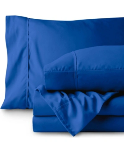 Bare Home Double Brushed Sheet Set, Twin Xl In Royal Blue