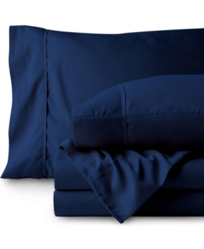 Bare Home Double Brushed Sheet Set, Twin Xl In Navy