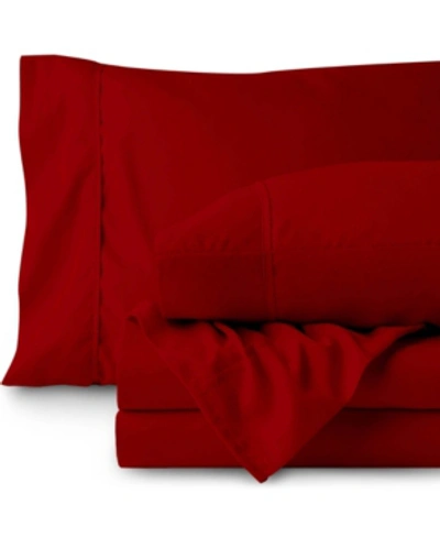 Bare Home Double Brushed Sheet Set, California King In Red
