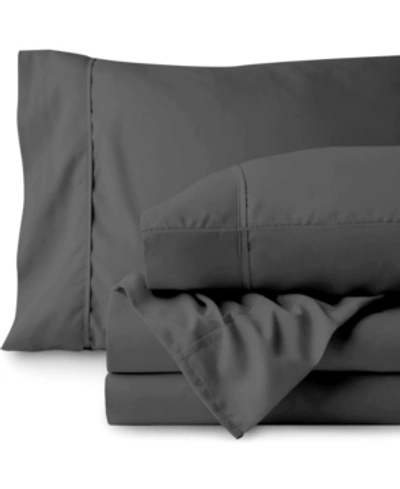 Bare Home Double Brushed Sheet Set, Twin Xl In Dark Gray