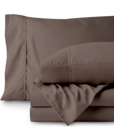 Bare Home Double Brushed Sheet Set, Twin Xl In Taupe
