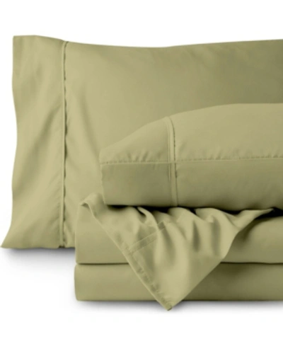 Bare Home Double Brushed Sheet Set, Queen In Sage