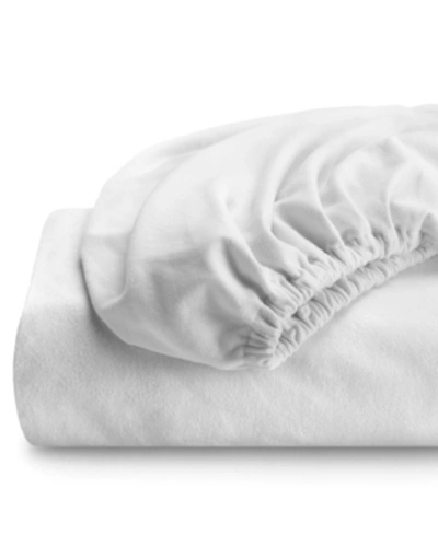 Bare Home Flannel Fitted Bottom Sheet, Queen In White