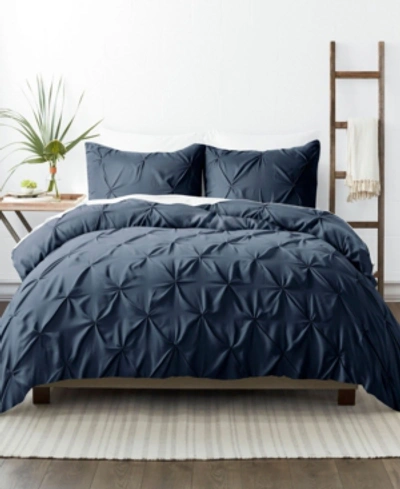 Ienjoy Home Home Collection Premium Ultra Soft 3 Piece Pinch Pleat Duvet Cover Set, King/california King In Navy